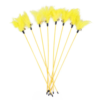 5pcs Cat Teaser Wand Set with Bell & Feather Toys for Kittens