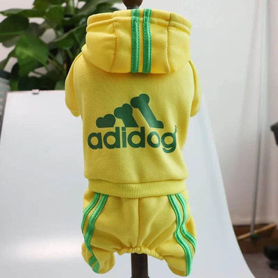 Adidog Fleece Hoodie Jumpsuit for Small Dogs in Yellow