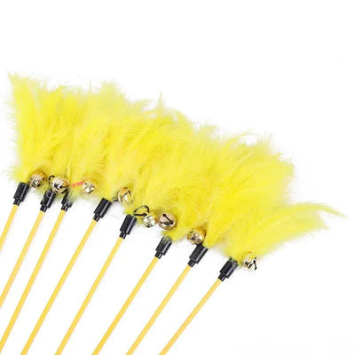 5pcs Cat Teaser Wand Set with Bell & Feather for Kittens, Interactive Toys