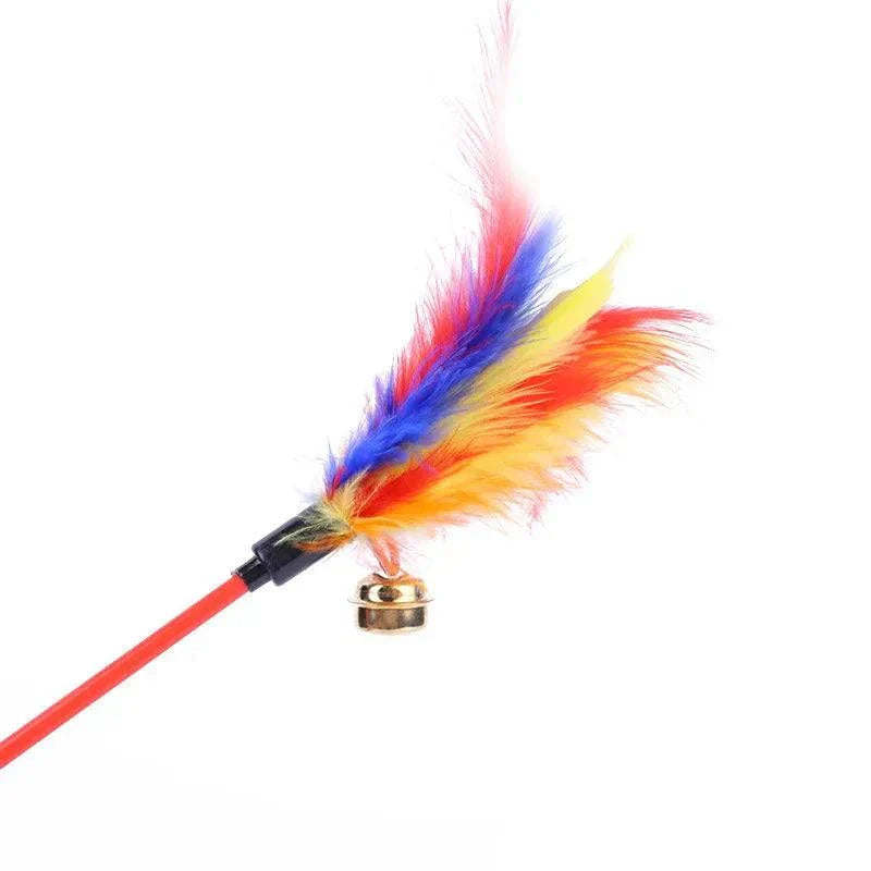 5pcs Cat Teaser Wand Set with Bell & Feather for Interactive Play cat feather wand