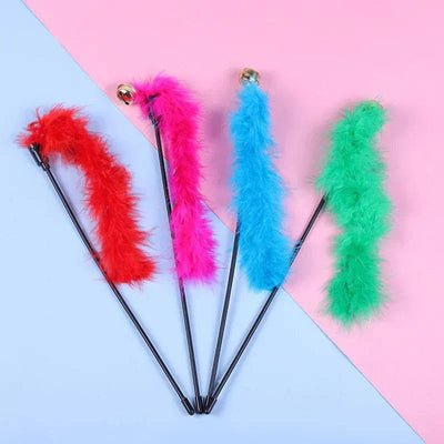 5pcs Cat Teaser Wand Set with Bell and Feather, Interactive Toys for Kittens