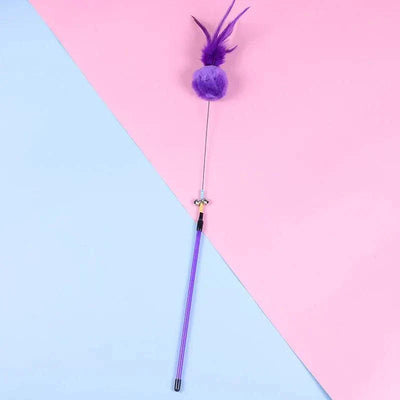 Cat Teaser Wand with Bell and Feather, Interactive Toy for Kittens