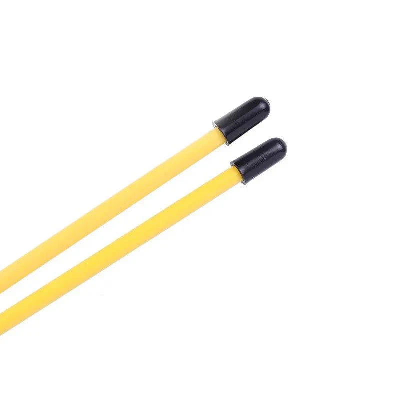 Yellow cat teaser wands with black tips, part of the 5pcs Cat Teaser Wand Set – Bell & Feather Interactive Toys.