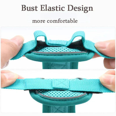 Elastic bust design of adjustable reflective mesh vest harness for dogs and cats, featuring a no-pull and comfortable fit.