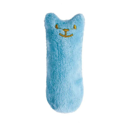 Catnip interactive plush chew toy for cats and kittens in blue velvet.