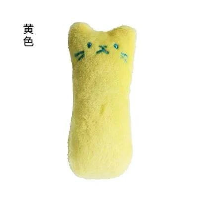 Interactive plush catnip chew toy for teeth grinding, yellow velvet, Dahomemon brand.