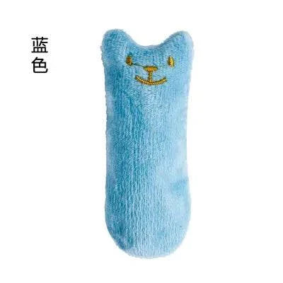 Catnip teeth-grinding toy for cats, plush chew toy in blue, Dahomemon brand.