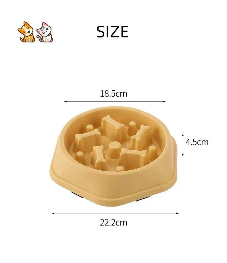 Slow feeder bowl for small and medium dogs, beige plastic, designed to reduce eating speed.