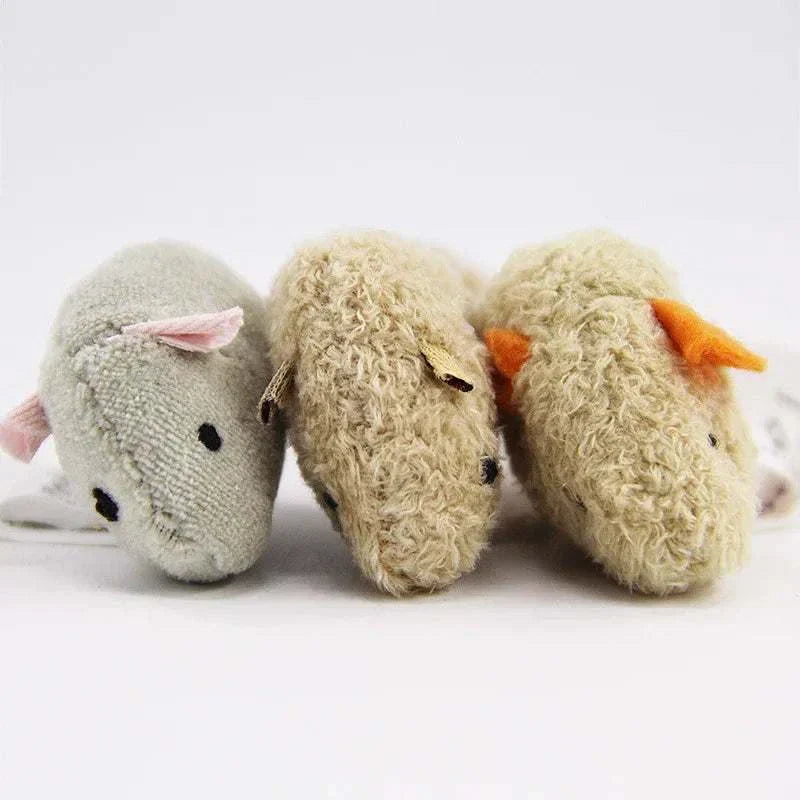 3pcs plush simulation mouse toys for cats, cloth material, animal design.