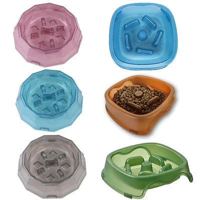 Anti-choking slow feeder bowls for cats and dogs in various colors, non-slip design, plastic material. slow feeder dog bowl 