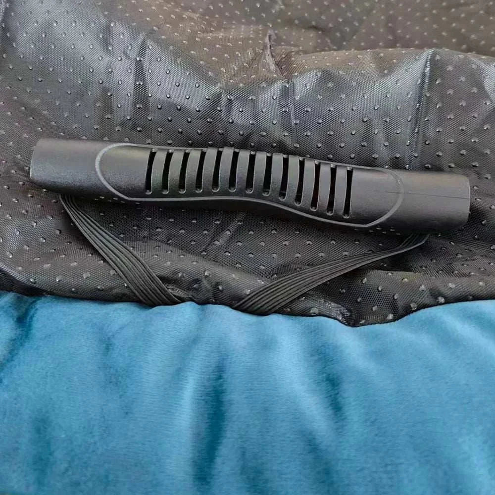 Car seat cover for small and medium dogs, breathable polyester material, gray.