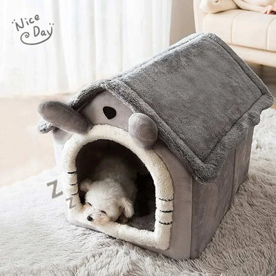 Foldable washable pet bed for cats and dogs, corduroy material, breathable design.