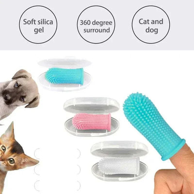 2pcs Pet Dog Tooth Cleaner Kit – Stainless Steel Tartar Removers & Oral Care Tools with silicone brushes.