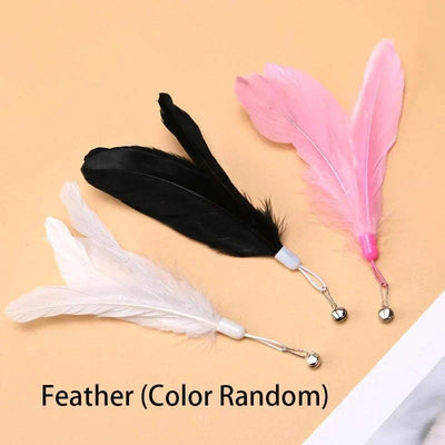 Interactive cat toy with suction cup and feather wand, feathers in random colors. Interactive cat toy with suction cup and feather wand for kittens and cats, made of silicone from China. pet feather toy