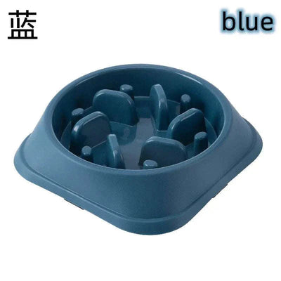 Anti-Choking Slow Feeder Bowl for Cats & Dogs in assorted colors, non-slip plastic design.