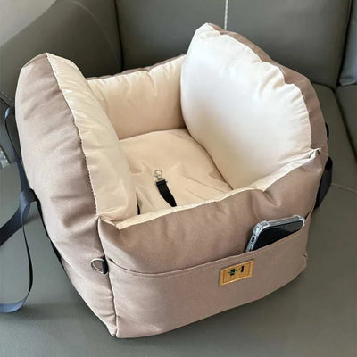 Portable Dog Car Seat Bed Booster Washable Home Cat Nest with Storage Pockets Soft Nest
