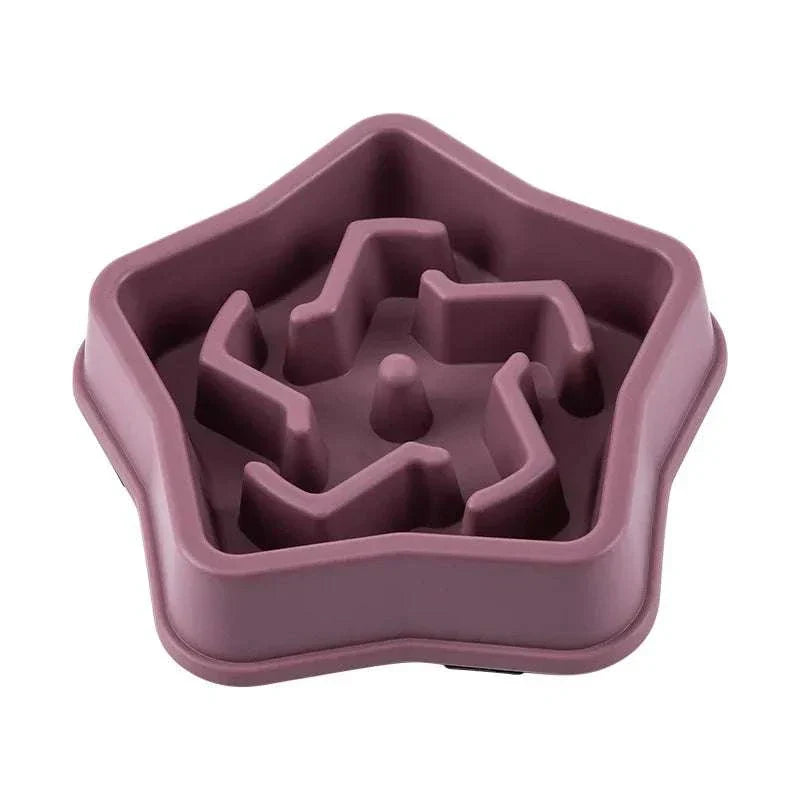 Anti-Choking Slow Feeder Bowl for Cats & Dogs in assorted colors, non-slip plastic design.