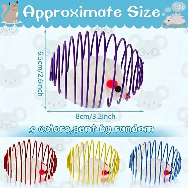 Interactive Cat Toy Balls with Stretchable Springs in Various Colors