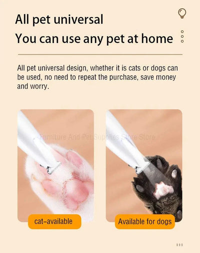 LED Dog Paw Trimmer – Waterproof Pet Hair Clippers suitable for cats and dogs, universal design.