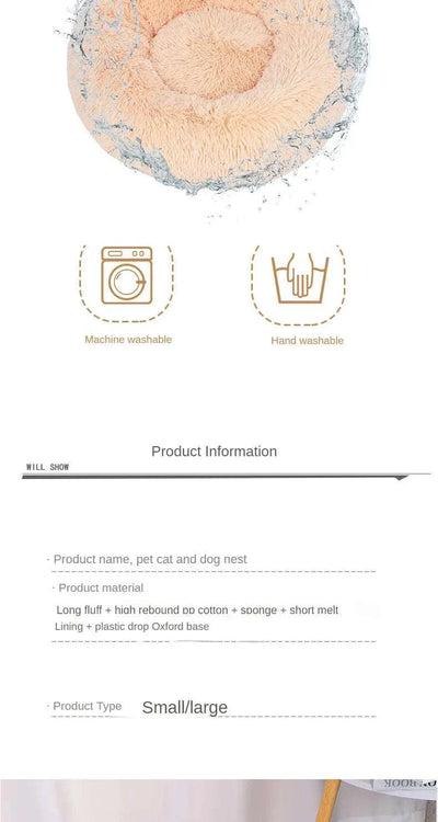 Plush Winter Pet Nest – Warm & Detachable Washable Dog Bed for Cats and Small Dogs
