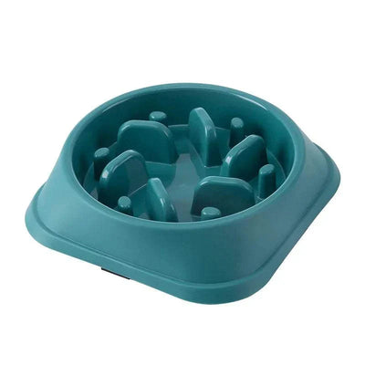 Anti-Choking Slow Feeder Bowl for Cats & Dogs in assorted colors, non-slip plastic design.