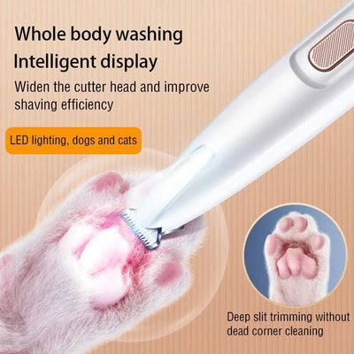 LED Dog Paw Trimmer with Display, Waterproof Pet Hair Clippers for Dogs and Cats.