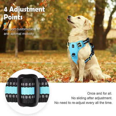 No Pull Dog Harness with Adjustable Soft Padded Pet Vest for Dogs, 4 Adjustment Points, Reflective, Breakaway Features.