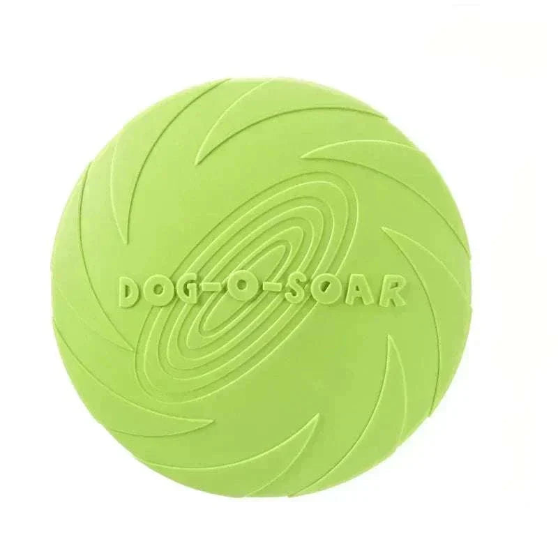 Multicolor Silicone Frisbee Dog Toy, interactive rubber flying disc for pets.