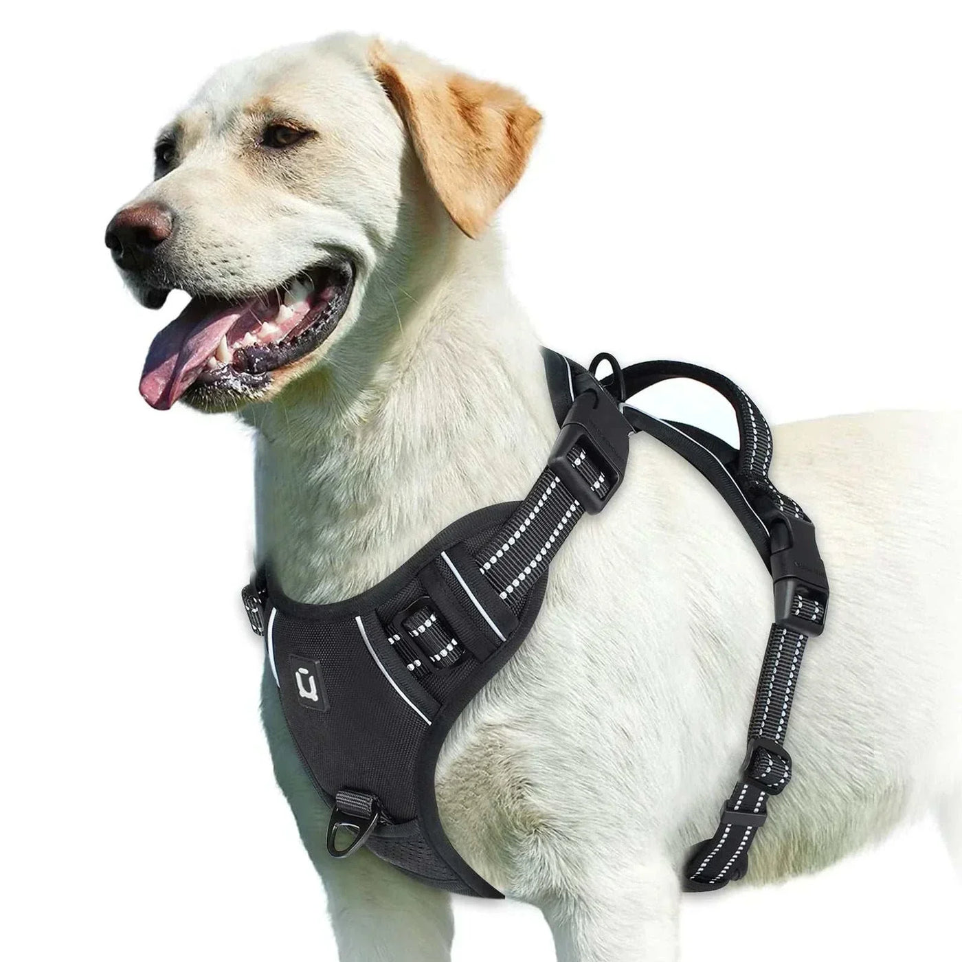 No pull dog harness, adjustable soft padded pet vest with easy control handle, reflective, suitable for adult dogs.