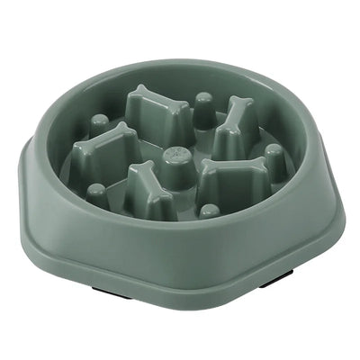 Anti-Choking Slow Feeder Bowl for Cats & Dogs in assorted colors, non-slip plastic design.