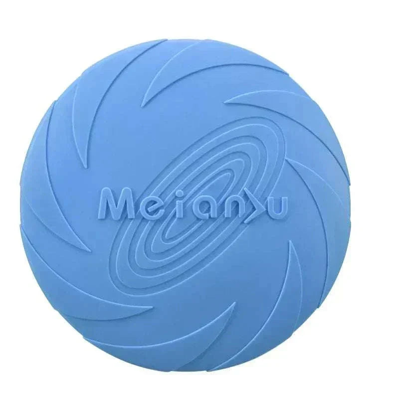 Multicolor silicone dog frisbee toy, interactive and bite-proof.