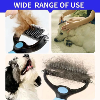 Professional pet deshedding brush for removing fur and cutting knots in dogs and cats, made of stainless steel. pets hair removal