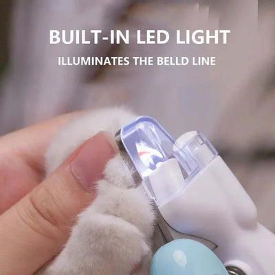 LED pet nail clippers for dogs, cats, and small animals with built-in light.