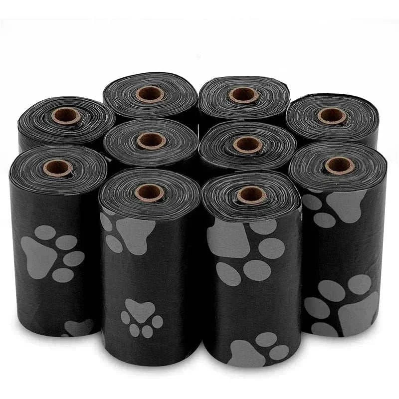 120 rolls of dog poop bags with paw prints, 15 bags per roll, outdoor pet waste bags.