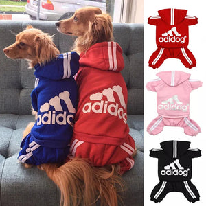 Adidog Fleece Hoodie Jumpsuit for Small Dogs in multiple colors, autumn/winter fashion. Dog Hoodies