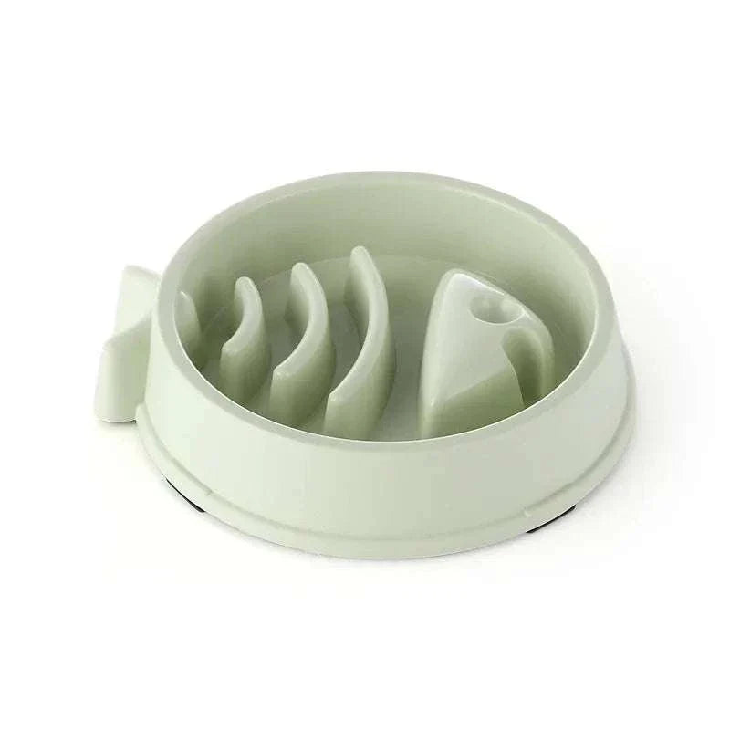 Anti-Choking Slow Feeder Bowl for Cats & Dogs in assorted colors, non-slip plastic design.