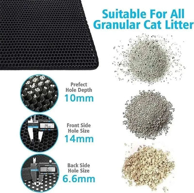 Double-layer cat litter mat with waterproof design and non-slip features, suitable for all granular cat litter.