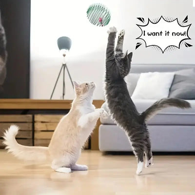 Interactive Cat Toy Balls with Stretchable Springs, engaging play for cats, plastic material.