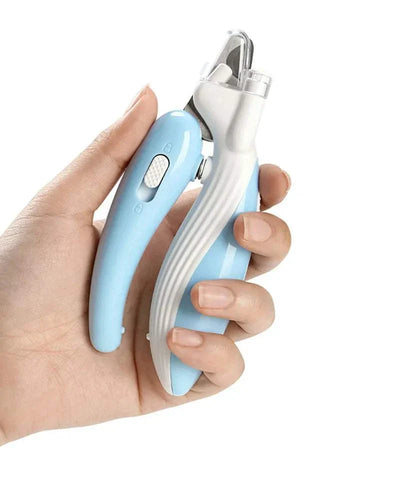 LED pet nail clippers for dogs, cats, and small animals made of stainless steel.