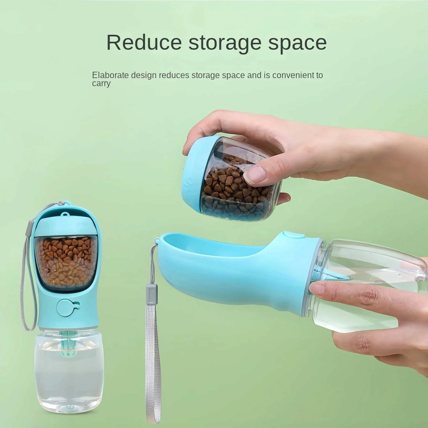 Portable pet water bottle with food and water container for dogs and cats, ideal for outdoor travel. portable dog water bottle