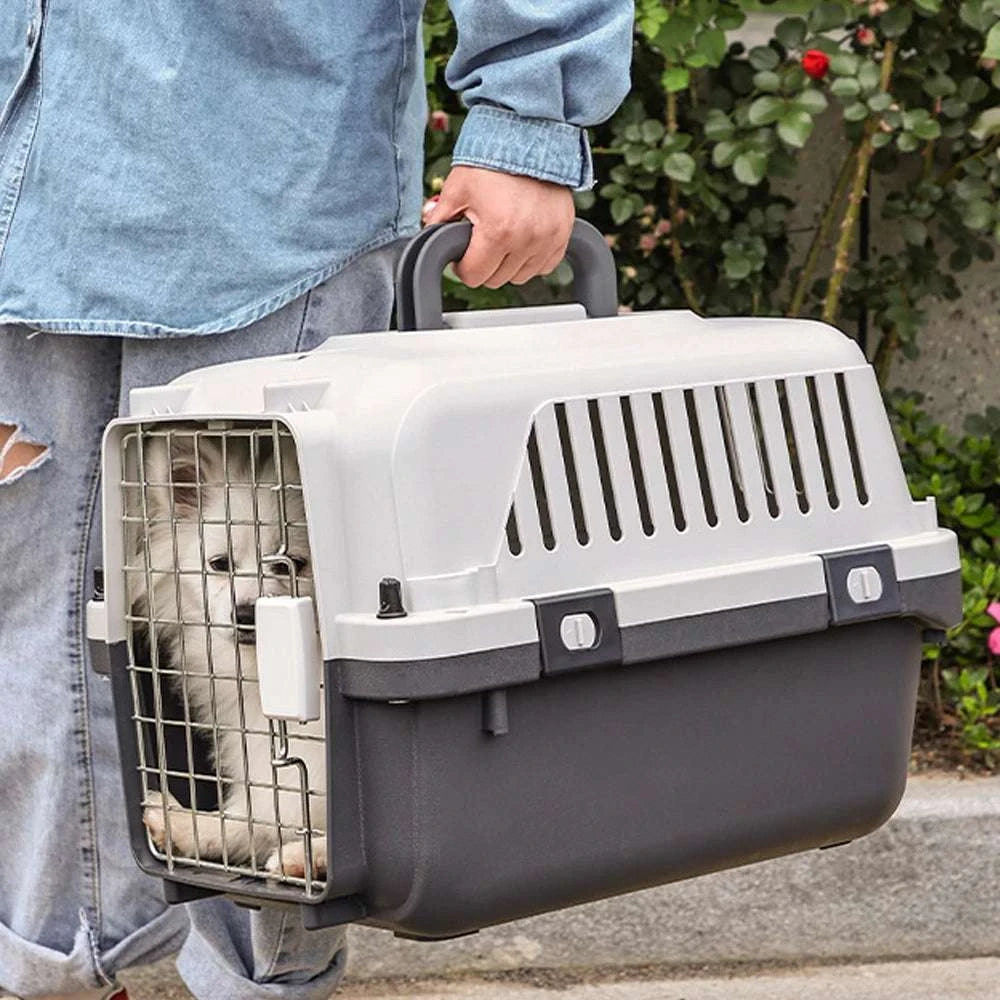 33 Inches Big Dogs Crates Airline-Friendly Home Travel Durable Plastic Pet Carrier Big Dog Kennel Portable Dogs Flight Carrier