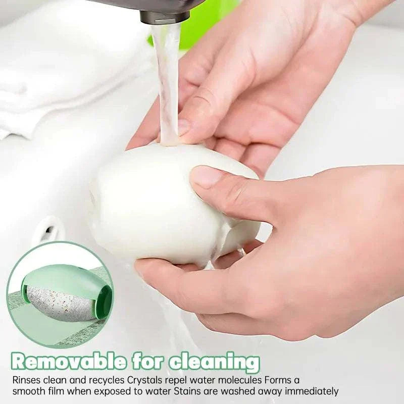 Washable lint roller being rinsed under running water, ideal for pet hair and dust removal on clothes. reusable lint remover