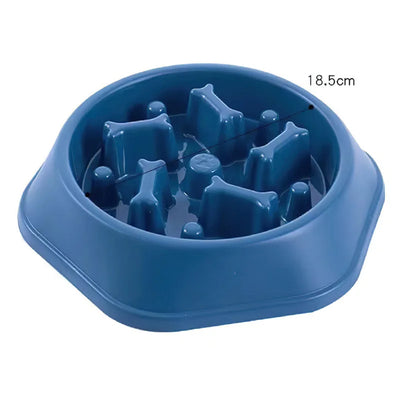 Slow feeder bowl for small and medium dogs, plastic, blue, 18.5cm diameter. cat slow feeder