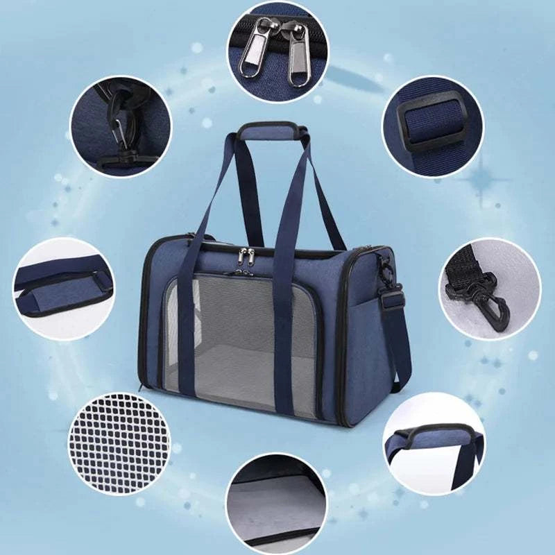 Dog Cat Carrier Bag Soft Carrier Side Backpack Pet Dog Travel Bags Airline Approved Transport for Small Dogs Cats Outgoing