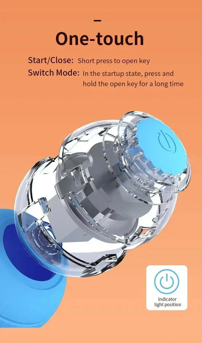 Rechargeable Smart Rolling Ball Toy for Pets with One-Touch Operation and Indicator Light.