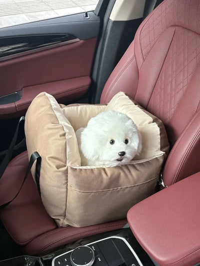 Portable Dog Car Seat Bed Booster Washable Home Cat Nest with Storage Pockets Soft Nest