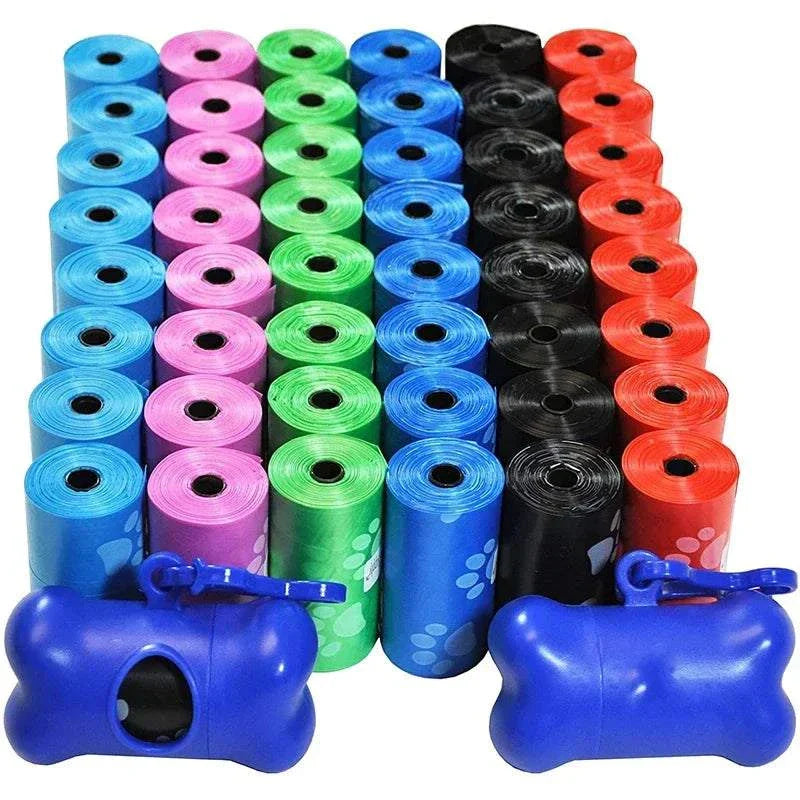 120 rolls of colorful dog poop bags with holder, outdoor pet waste bags, 15 bags per roll.