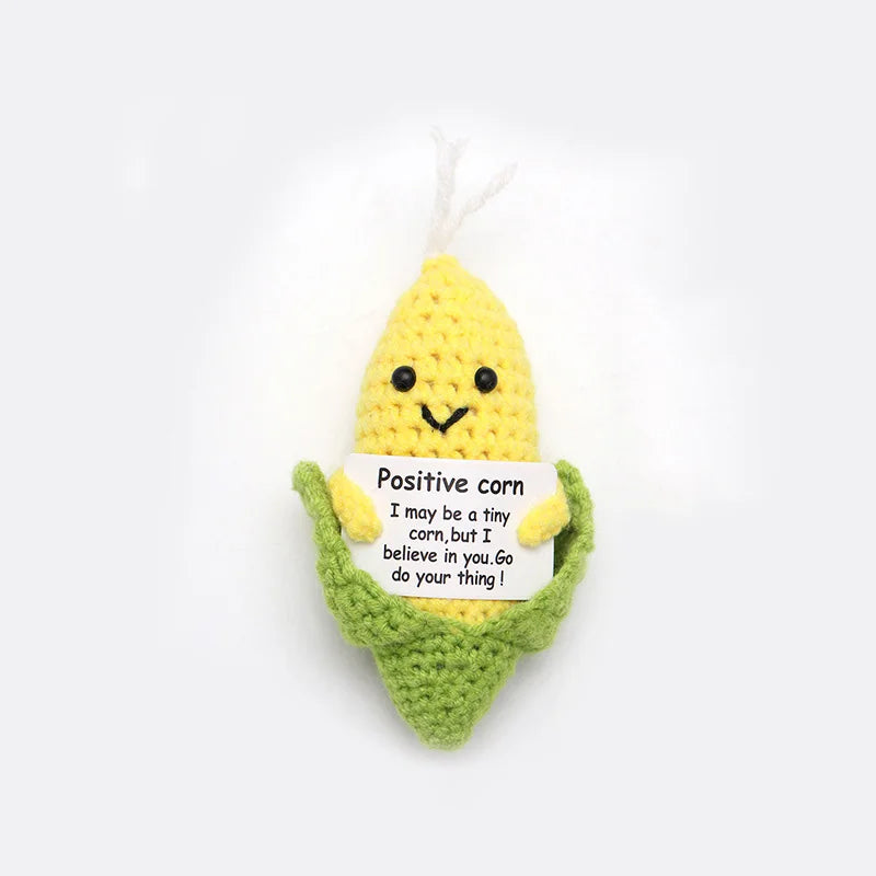 Handwoven crochet duck ornament for positive energy, textile and fabric decoration.