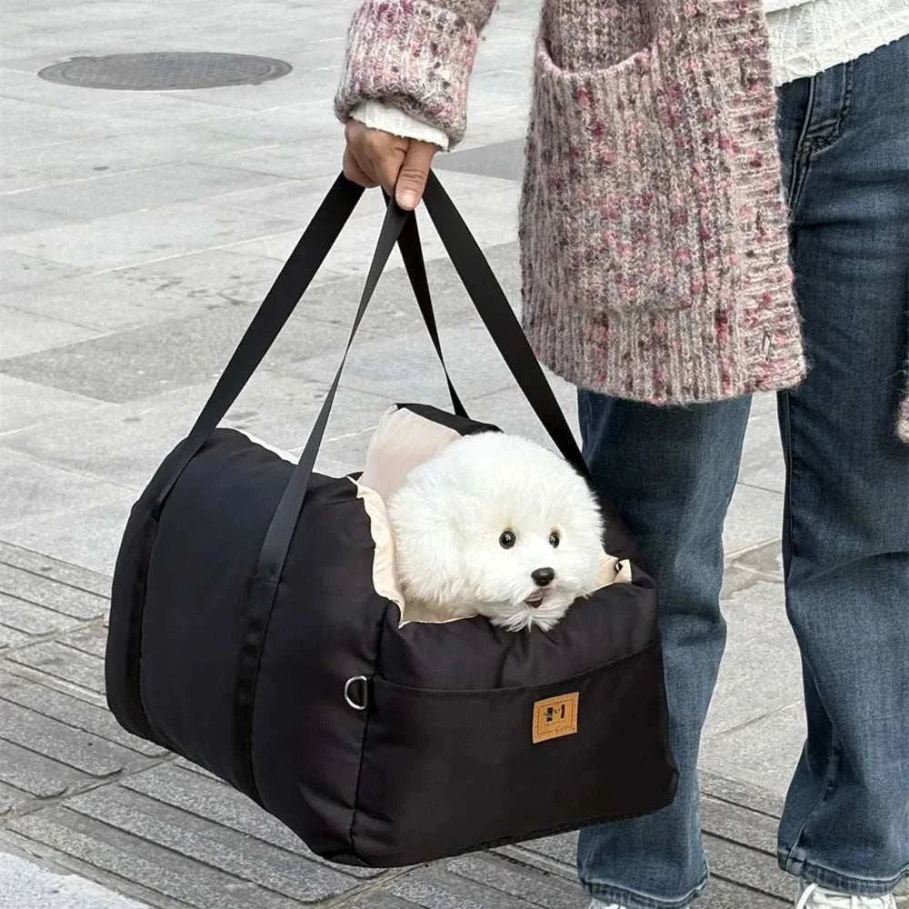 Portable Dog Car Seat Bed Booster Washable Home Cat Nest with Storage Pockets Soft Nest