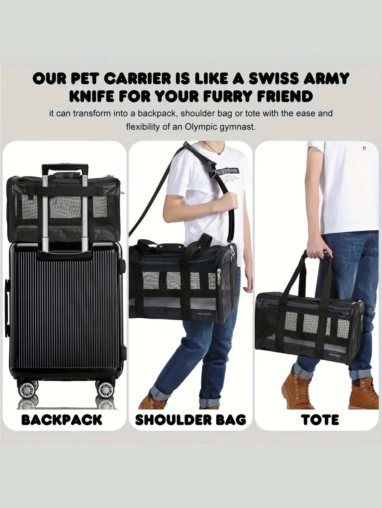 Dog Carrier Pet Carrier for Small Medium Cats Dogs Puppies up to 16 Lbs, TSA Airline Approved Small Dog Carrier Soft Sided